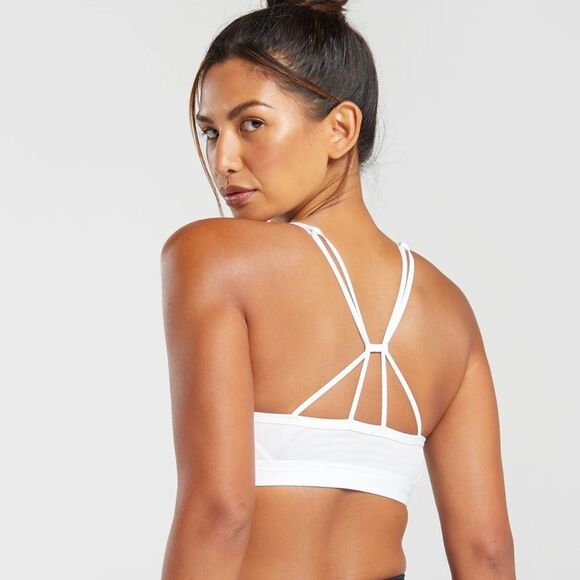 GYMSHARK RUCHED STRAPPY SPORTS BRA Light Support White NWT in packaging - Picture 2 of 7